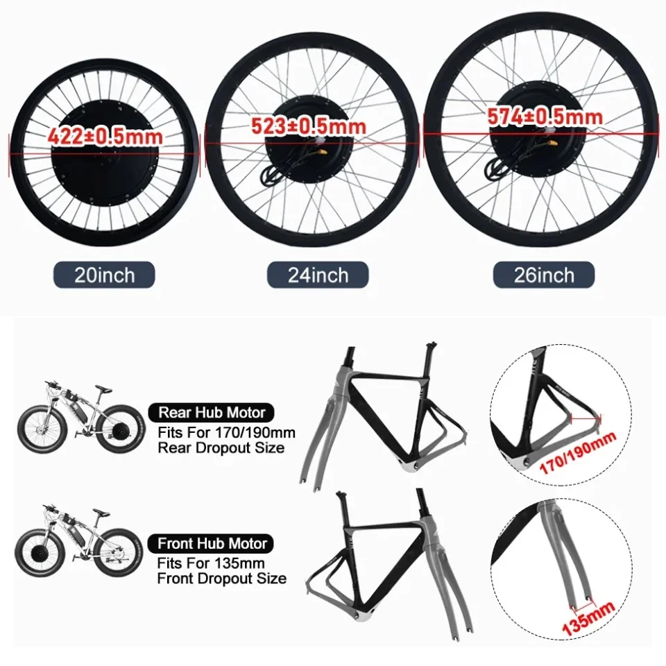 72V 3000W Ebike Snow Bike Conv - огляд і ціна Fat Tire Ebike Conversion Kit 2000W