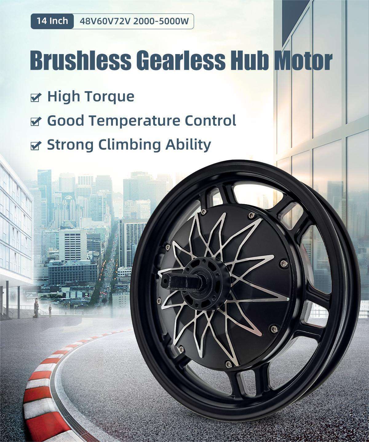 High Speed 14 Inch BLDC Motor  - огляд і ціна 72V 5000W Hub Motor Kit
