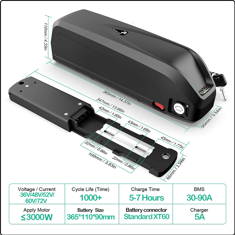 36v 48v 52v Hailong 60v 72v eb - огляд і ціна Ebike Battery 48V 20Ah Hailong